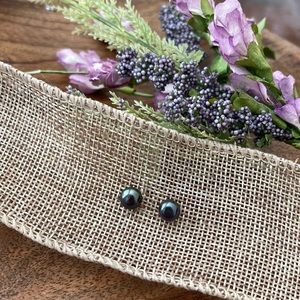 Blue/Black Pearl Stud Earrings